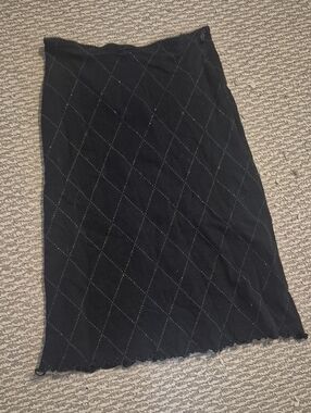 Chic Black Diamond-Grid SPARKLY Pencil Skirt
